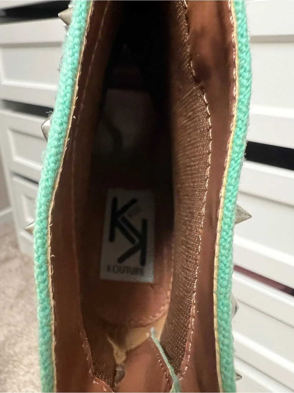 Studded Mint Green Wedge Peep-Toe Booties